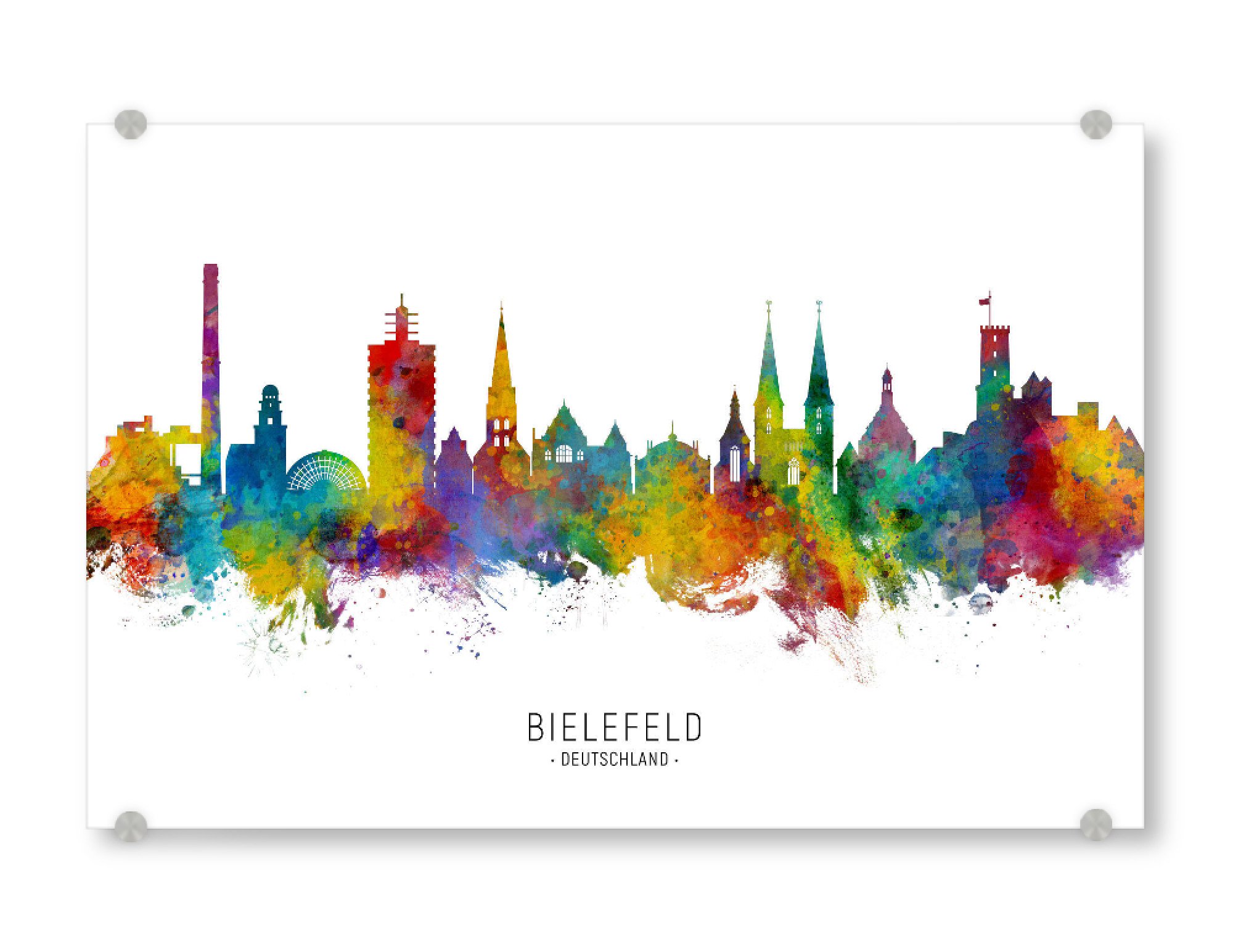 Acrylglasbild "Bielefeld Germany Skyline txt" artboxONE - Städte