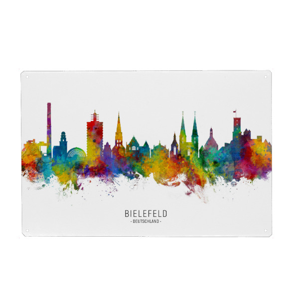 Holzbild "Bielefeld Germany Skyline txt" artboxONE - Städte