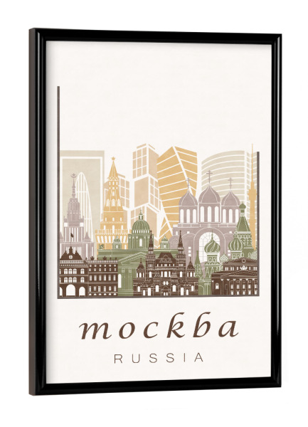Poster mit schwarzem Rahmen "Moscow skyline rustic" artboxONE - Städte,Architektur