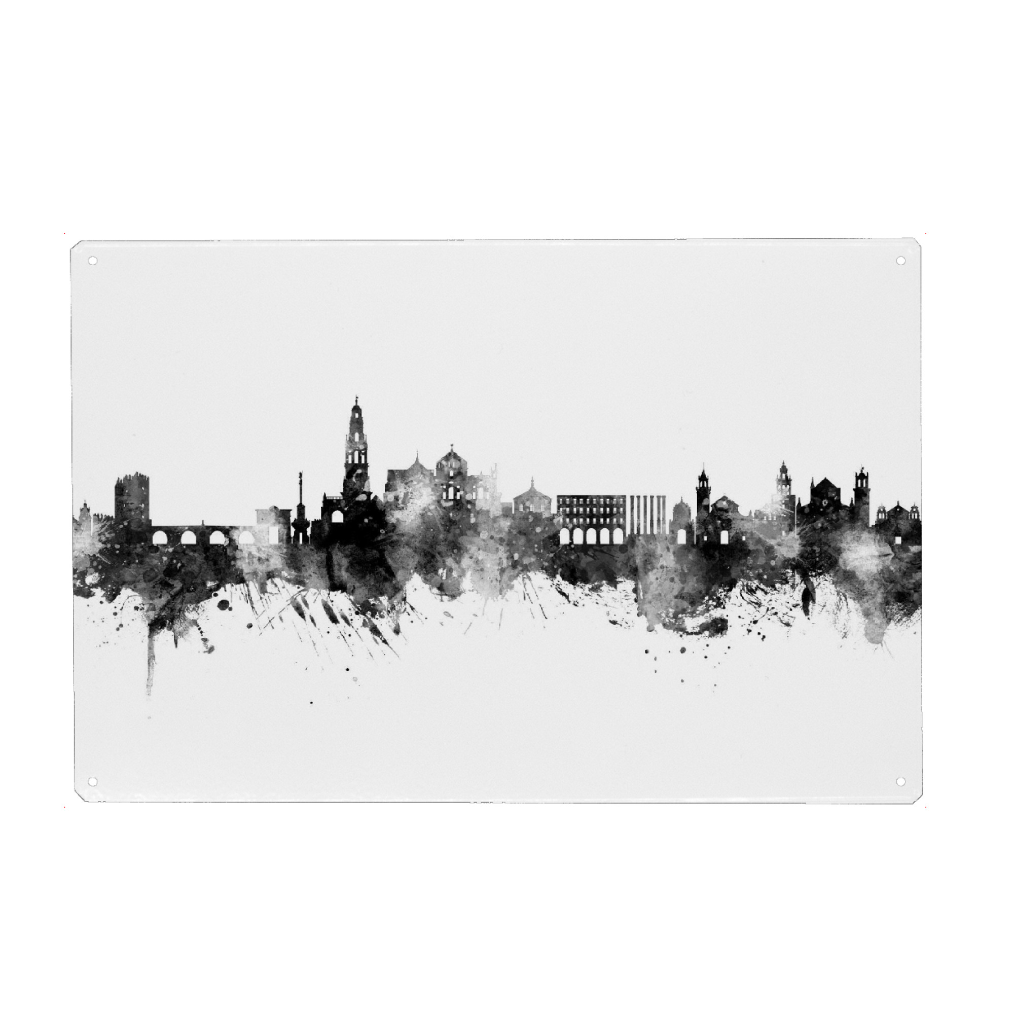 Metall Poster "Córdoba Spain Skyline Black" artboxONE - Städte,Schwarzweiß