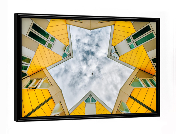 Poster mit schwarzem Rahmen "Kubushaus" artboxONE - Architektur,Geometrie