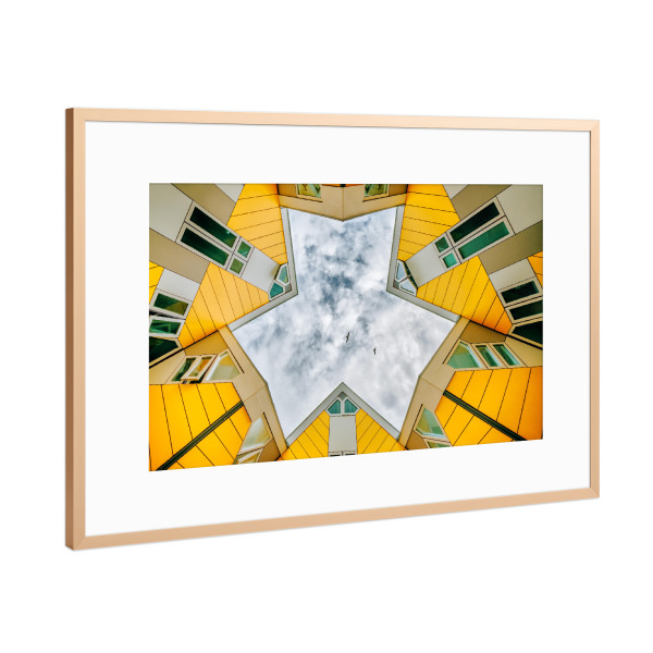 Poster mit Rahmen Kupfer "Kubushaus" artboxONE - Architektur,Geometrie