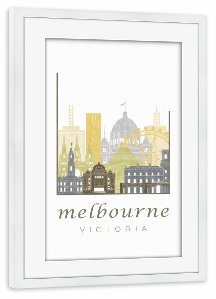 Poster mit Rahmen weiß "Melbourne skyline desert" artboxONE - Städte,Architektur