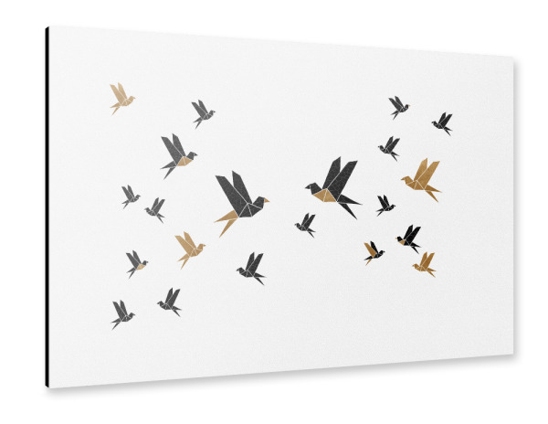 Alu-Dibond "Black and Gold Birds" 30x20 cm artboxONE
