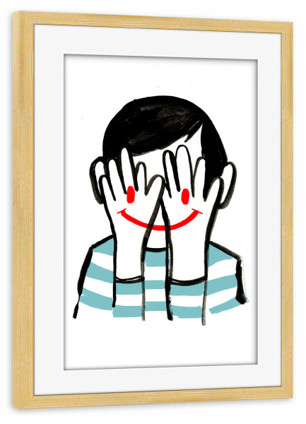 Poster mit Rahmen kiefer "Smiling boy" artboxONE - Comic,Menschen,Streetart