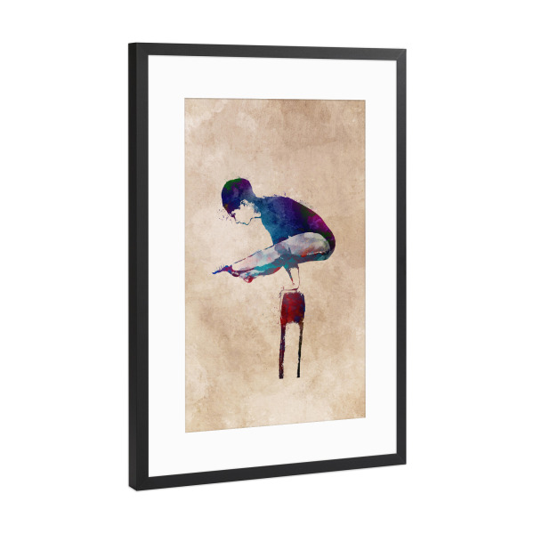 Poster mit Rahmen Schwarz (Metallic) "Gymnast sport art" artboxONE - Sport