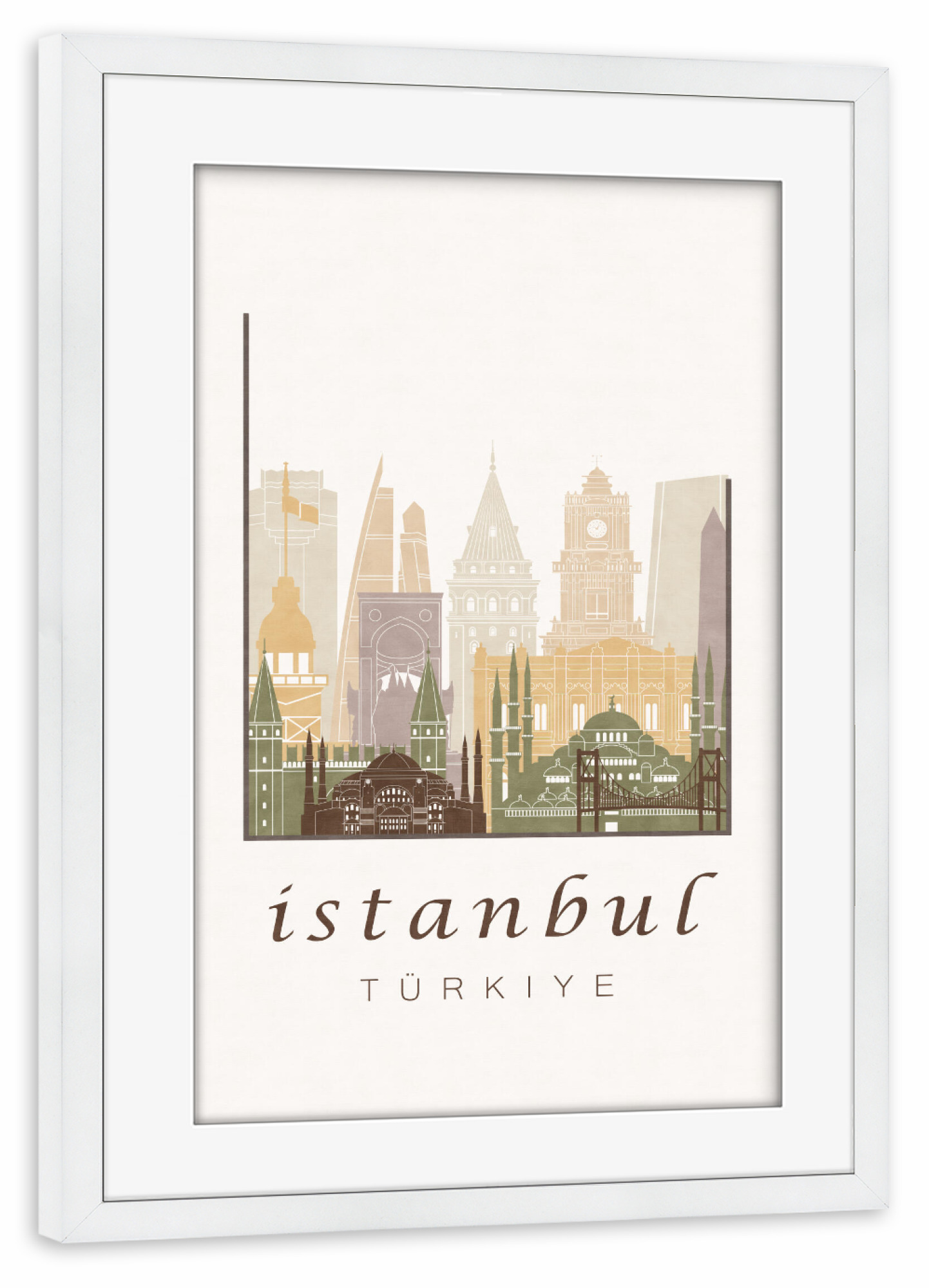 Poster mit Rahmen weiß "Istanbul skyline rustic" artboxONE - Städte,Architektur,Städte / Istanbul
