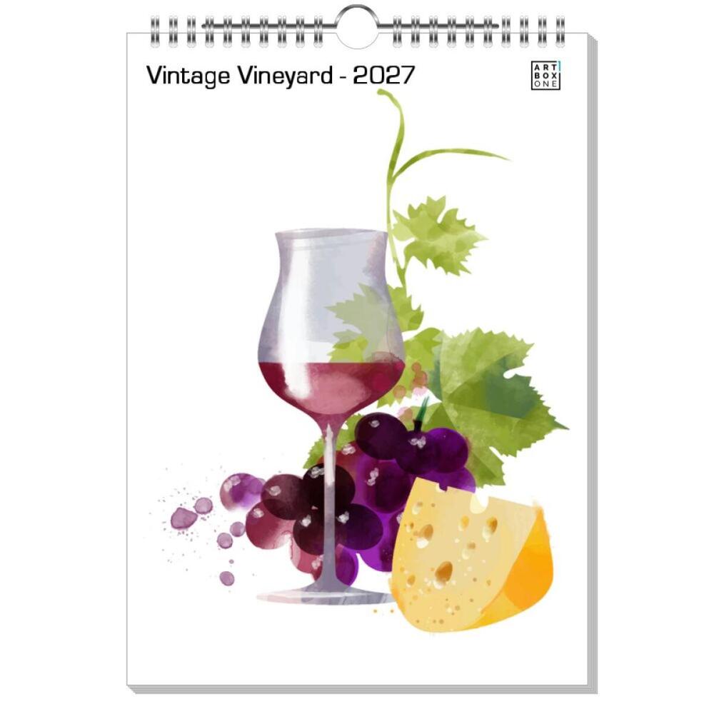 artboxONE Wandkalender A4 2025 Vintage Vineyard Wein