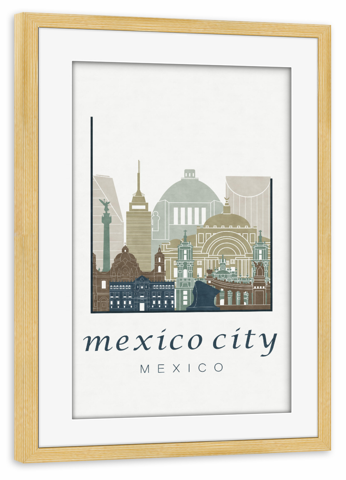Poster mit Rahmen kiefer "Mexico City skyline light blue" artboxONE - Städte,Architektur