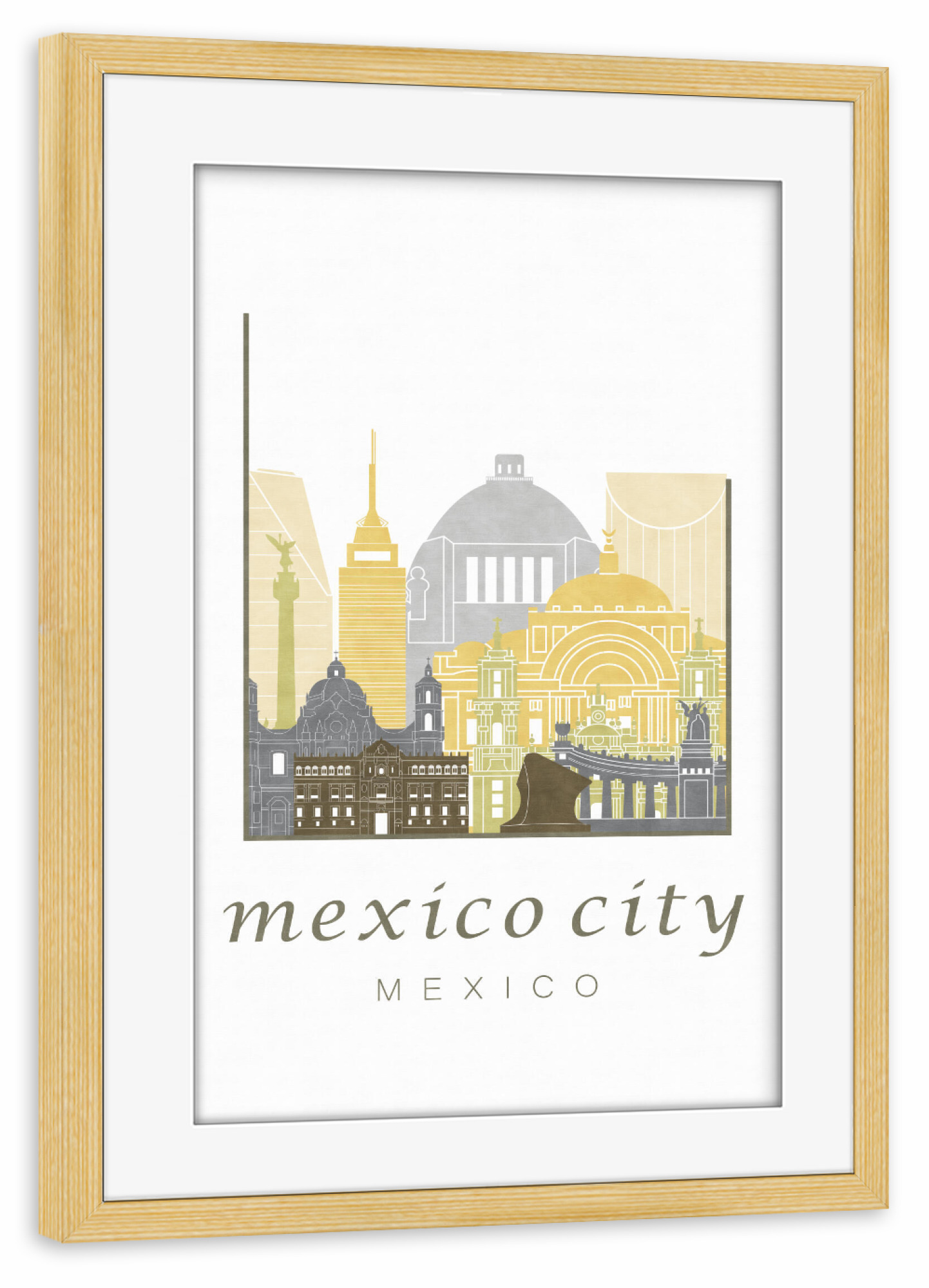 Poster mit Rahmen kiefer "Mexico City skyline desert" artboxONE - Städte,Architektur