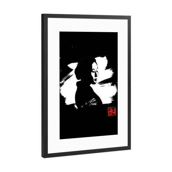 Poster mit Rahmen Schwarz (Metallic) "Mouth" artboxONE - Menschen,Schwarzweiß,Städte / Tokio - Gesha,Japan,Sumie,Geisha,Menschen,City,Woman,Frau