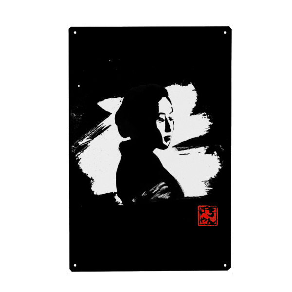 Holzbild "Mouth" artboxONE - Menschen,Schwarzweiß,Städte / Tokio - Gesha,Japan,Sumie,Geisha,Menschen,City,Woman,Frau