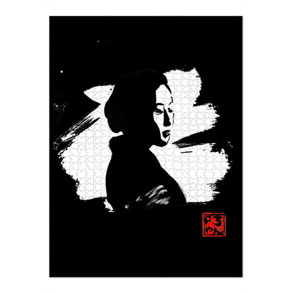 Puzzle Ravensburger "Mouth" artboxONE - Menschen,Schwarzweiß,Städte / Tokio - Gesha,Japan,Sumie,Geisha,Menschen,City,Woman,Frau - Bild gesha