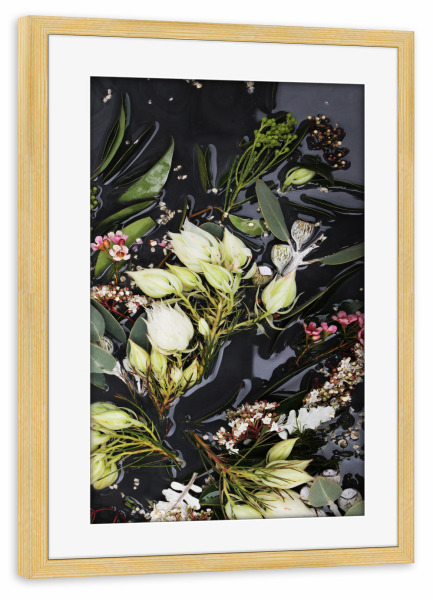 Poster mit Rahmen kiefer "Black Native Botanical Art" artboxONE - Natur,Floral,Abstrakt