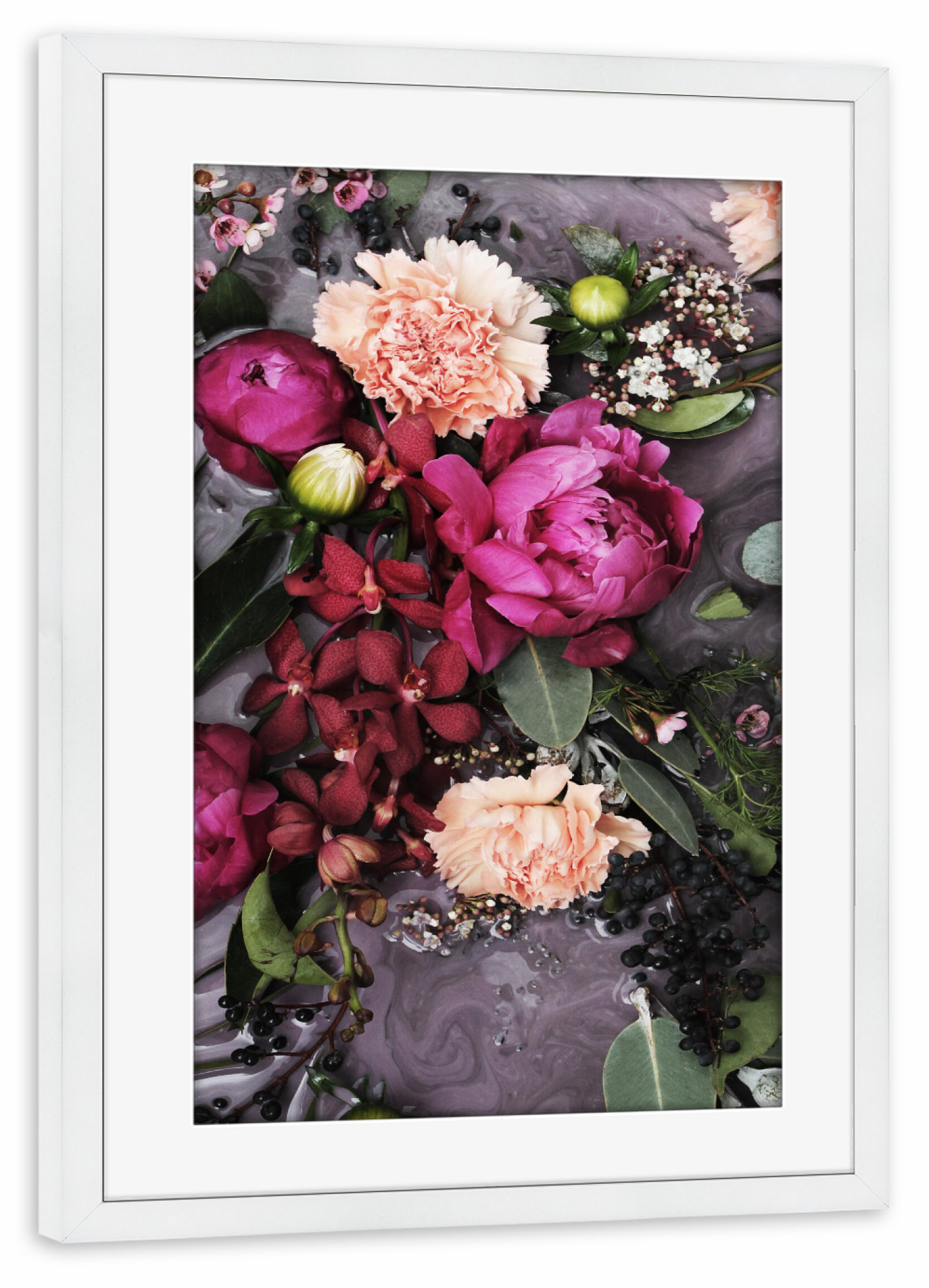 Poster mit Rahmen weiß "Native Floral Peony Artwork" artboxONE - Natur,Floral