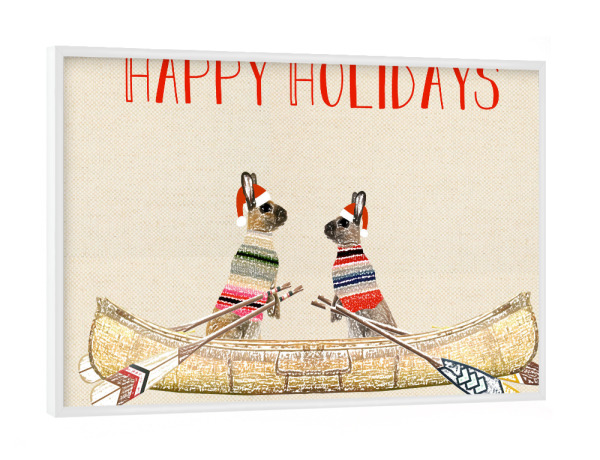 Poster mit weißem Rahmen "Happy Holidays Hasen" artboxONE - Tiere,Weihnachten