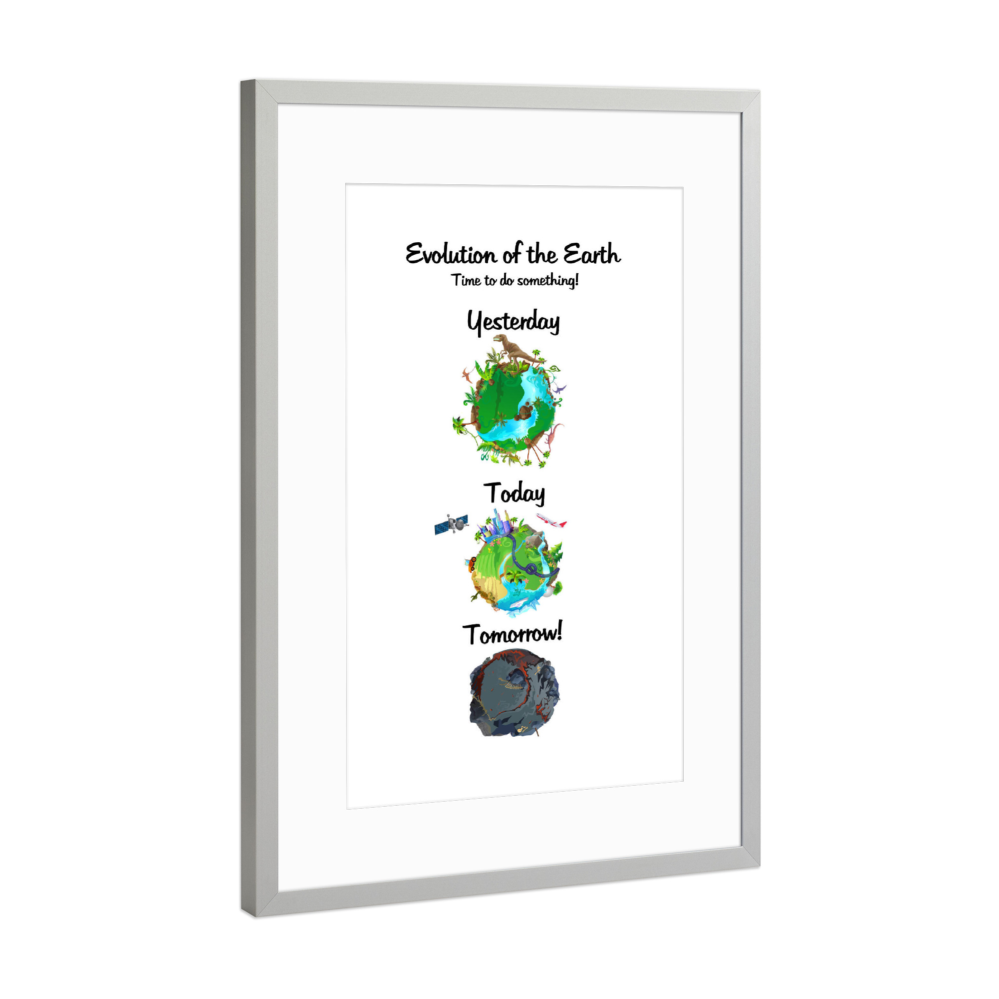 Poster mit Rahmen Silber "Evolution der Erde" artboxONE - Typografie,Natur,Galaxy