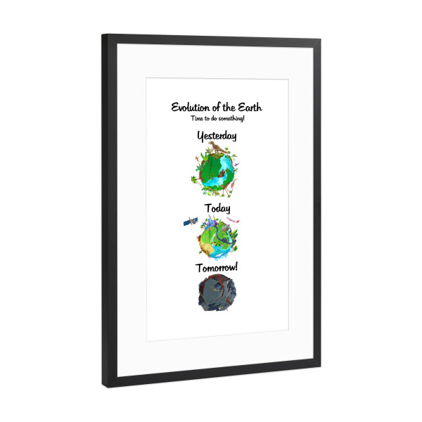 Poster mit Rahmen Schwarz (Metallic) "Evolution der Erde" artboxONE - Typografie,Natur,Galaxy