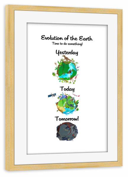 Poster mit Rahmen kiefer "Evolution der Erde" artboxONE - Typografie,Natur,Galaxy