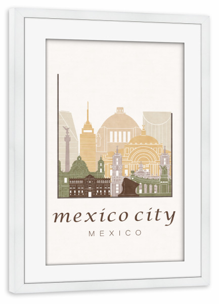 Poster mit Rahmen weiß "Mexico City skyline rustic" artboxONE - Städte,Architektur