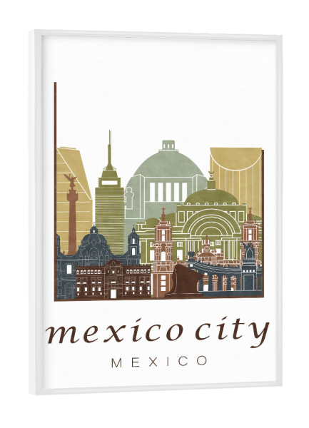 Poster mit weißem Rahmen "Mexico City skyline light brown" artboxONE - Städte,Architektur