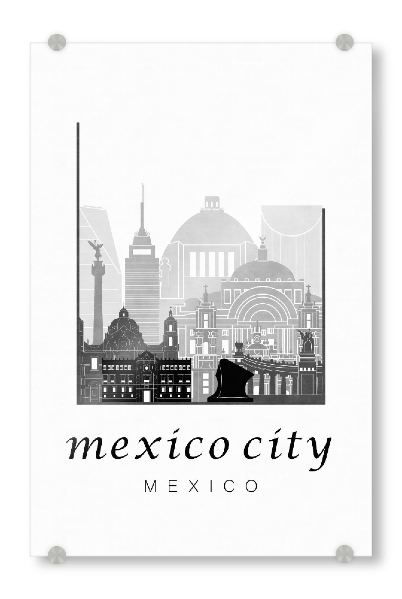 Acrylglasbild "Mexico City skyline black & white" artboxONE - Städte,Schwarzweiß,Architektur