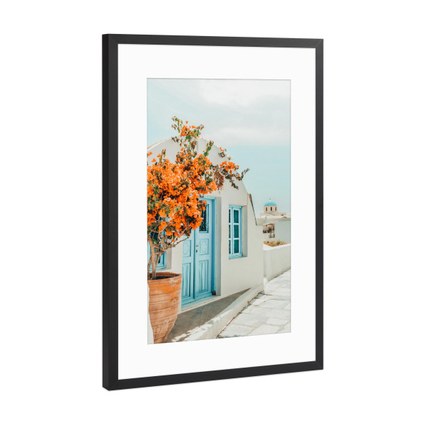 Poster mit Rahmen Schwarz (Metallic) "Greece Airbnb, Greece Photography" artboxONE - Städte,Architektur