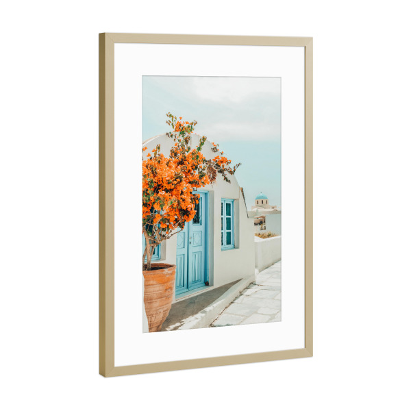 Poster mit Rahmen Gold "Greece Airbnb, Greece Photography" artboxONE - Städte,Architektur