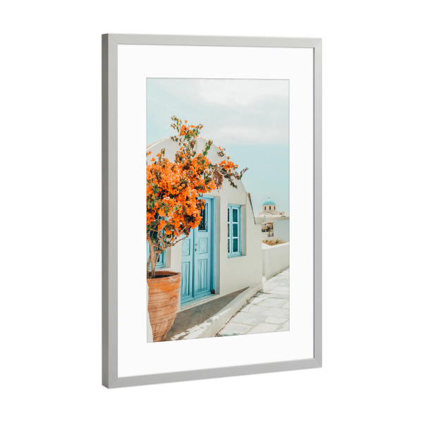 Poster mit Rahmen Silber "Greece Airbnb, Greece Photography" artboxONE - Städte,Architektur