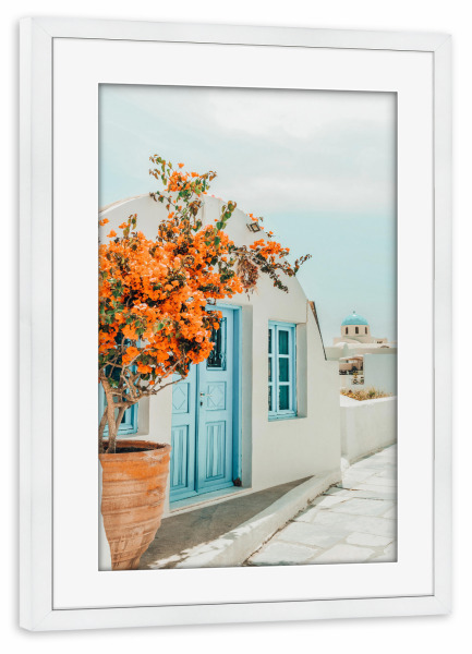 Poster mit Rahmen weiß "Greece Airbnb, Greece Photography" artboxONE - Städte,Architektur