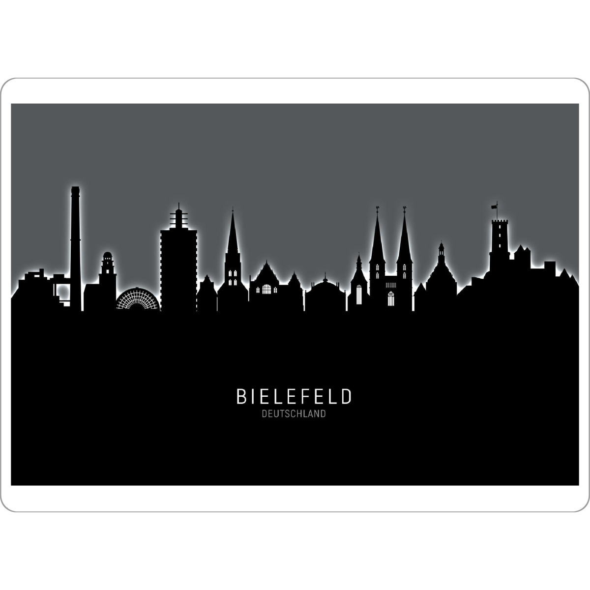 Tischset "Bielefeld Skyline Glow White" artboxONE - Städte,Schwarzweiß