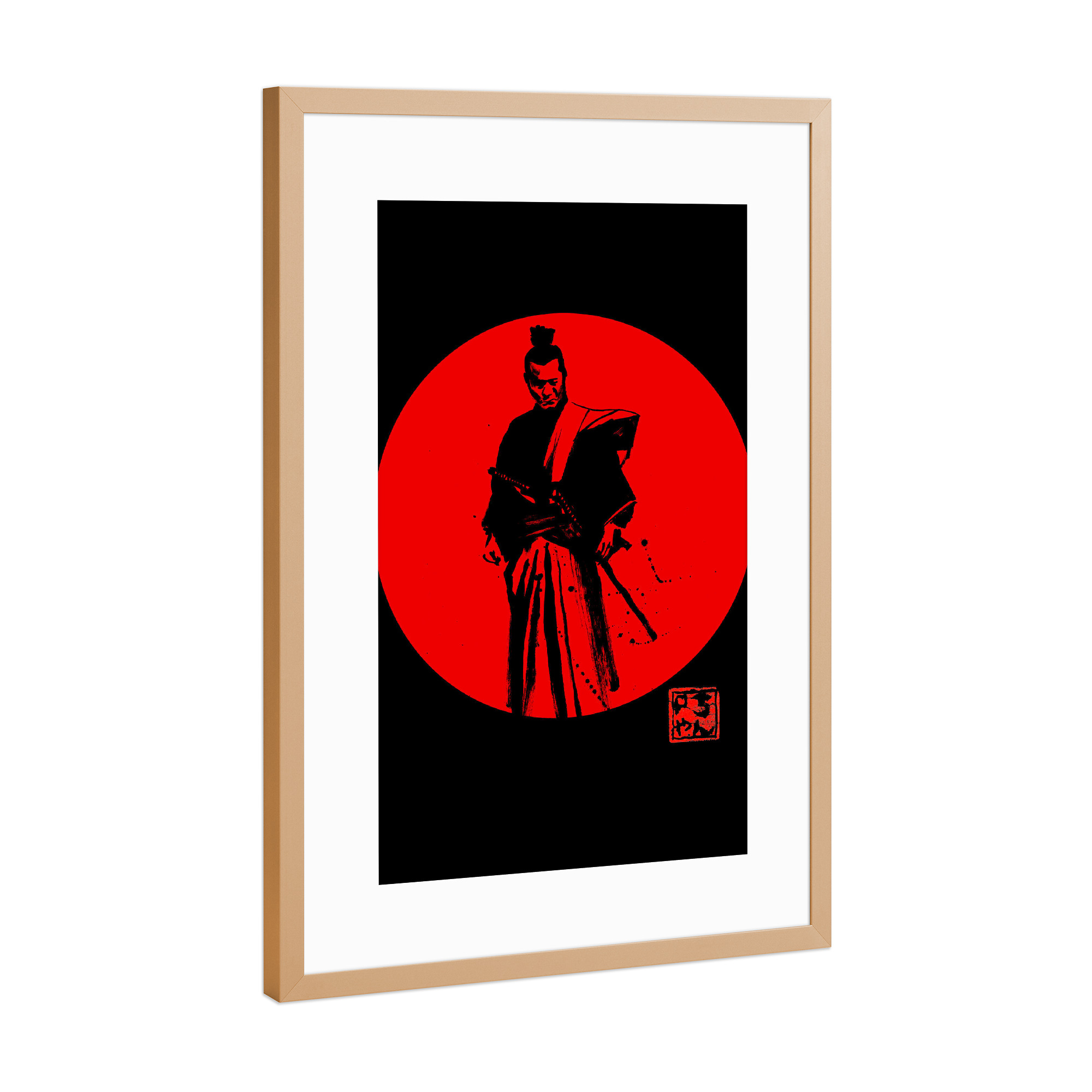 Poster mit Rahmen Kupfer "Soleil roug ein red sun" artboxONE - Film - Sun,Samurai,Sumie,Japan,Kämpfer,Krieger,Warrior,Schwert,Schwerkunst