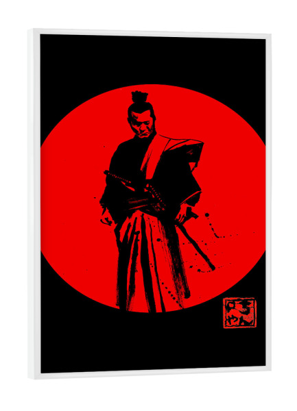 Poster mit weißem Rahmen "Soleil roug ein red sun" artboxONE - Film - Sun,Samurai,Sumie,Japan,Kämpfer,Krieger,Warrior,Schwert,Schwerkunst