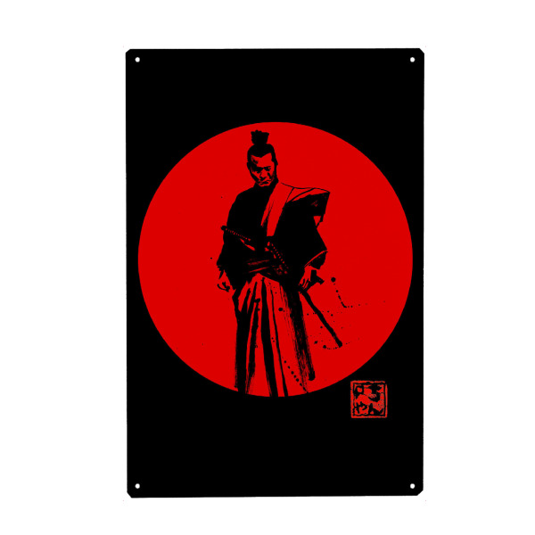 Metall Poster "Soleil roug ein red sun" artboxONE - Film - Sun,Samurai,Sumie,Japan,Kämpfer,Krieger,Warrior,Schwert,Schwerkunst - Blechschild