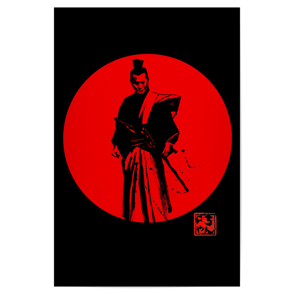 Poster 30x20 cm "Soleil roug ein red sun" artboxONE - Film - Sun,Samurai,Sumie,Japan,Kämpfer,Krieger,Warrior,Schwert,Schwerkunst