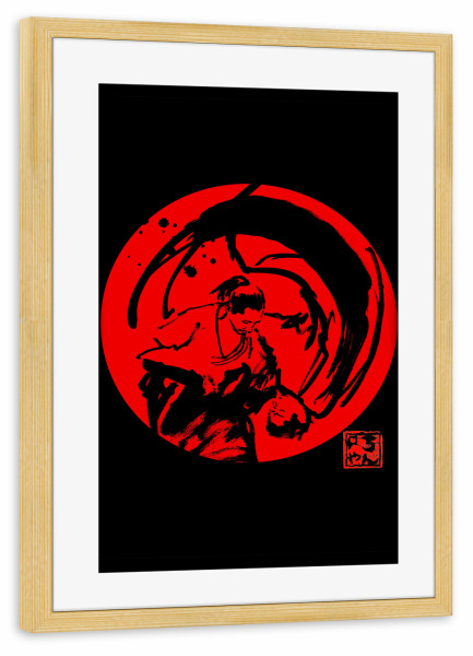 Poster mit Rahmen kiefer "Aikido in black" artboxONE - Sport - Aikdo,Sumie,Japan,Sport,Martial art,Kampf,Kampfkunst,Fight