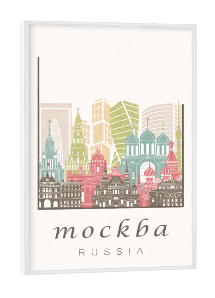 Poster mit weißem Rahmen "Moscow skyline pastel" artboxONE - Städte,Architektur