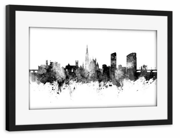 Poster mit Rahmen schwarz "Limerick Ireland Skyline Black" artboxONE - Städte,Schwarzweiß