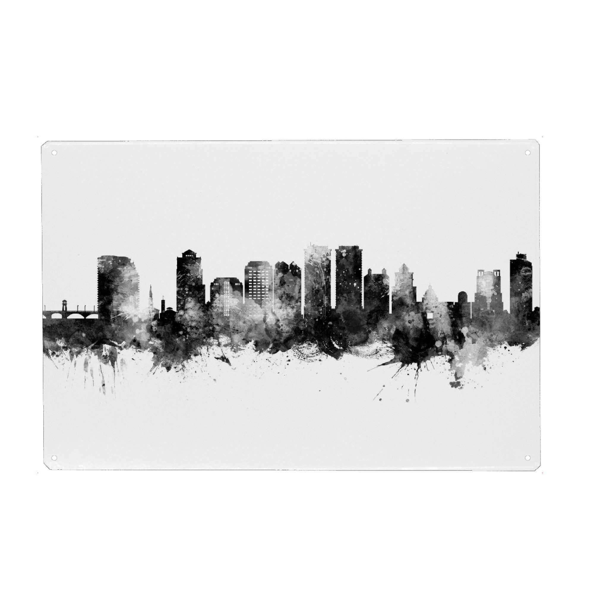 Metall Poster "West Palm Beach Skyline Black" artboxONE - Städte,Schwarzweiß