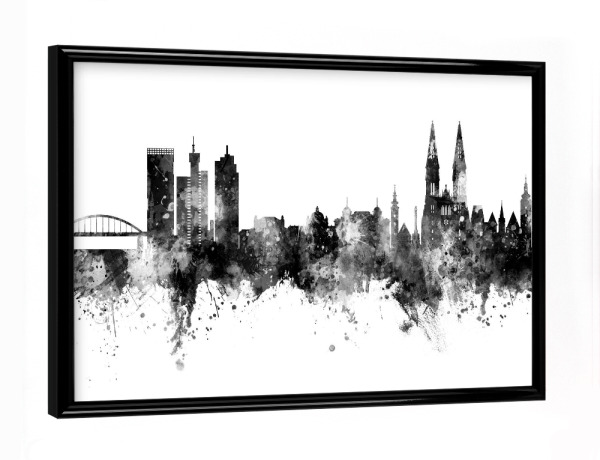 Poster mit schwarzem Rahmen "Zagreb Croatia Skyline Black" artboxONE - Städte,Schwarzweiß