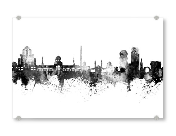 Acrylglasbild "Damascus Syria Skyline Black" artboxONE - Städte,Schwarzweiß