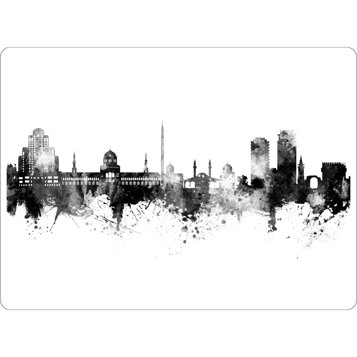 Tischset "Damascus Syria Skyline Black" artboxONE - Städte,Schwarzweiß