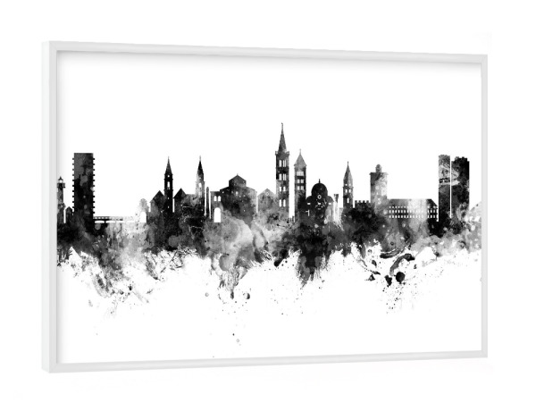 Poster mit weißem Rahmen "Zadar Croatia Skyline Black" artboxONE - Städte,Schwarzweiß