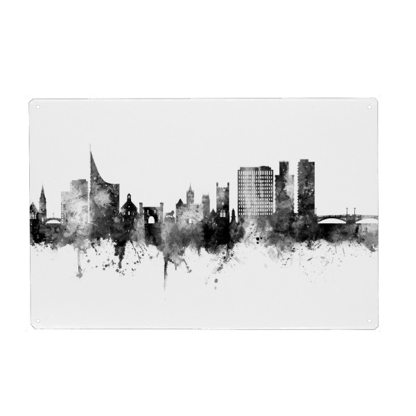 Holzbild "Reading England Skyline Black" artboxONE - Städte,Schwarzweiß
