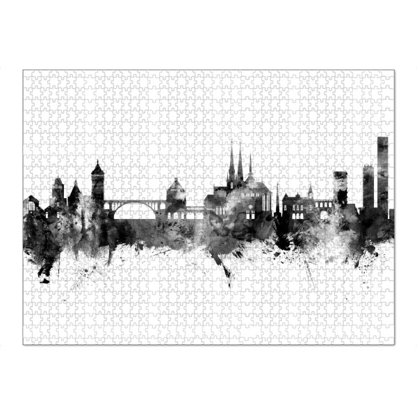 Puzzle Ravensburger "Luxembourg City Skyline Black" artboxONE - Städte,Schwarzweiß