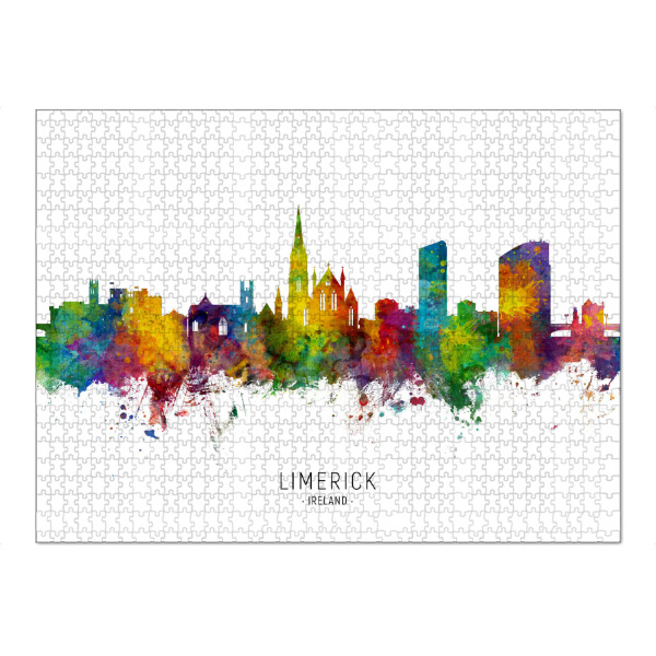 Puzzle Ravensburger "Limerick Ireland Skyline txt" artboxONE - Städte