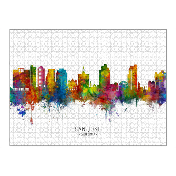 Puzzle Ravensburger "San Jose California Skyline txt" artboxONE - Städte