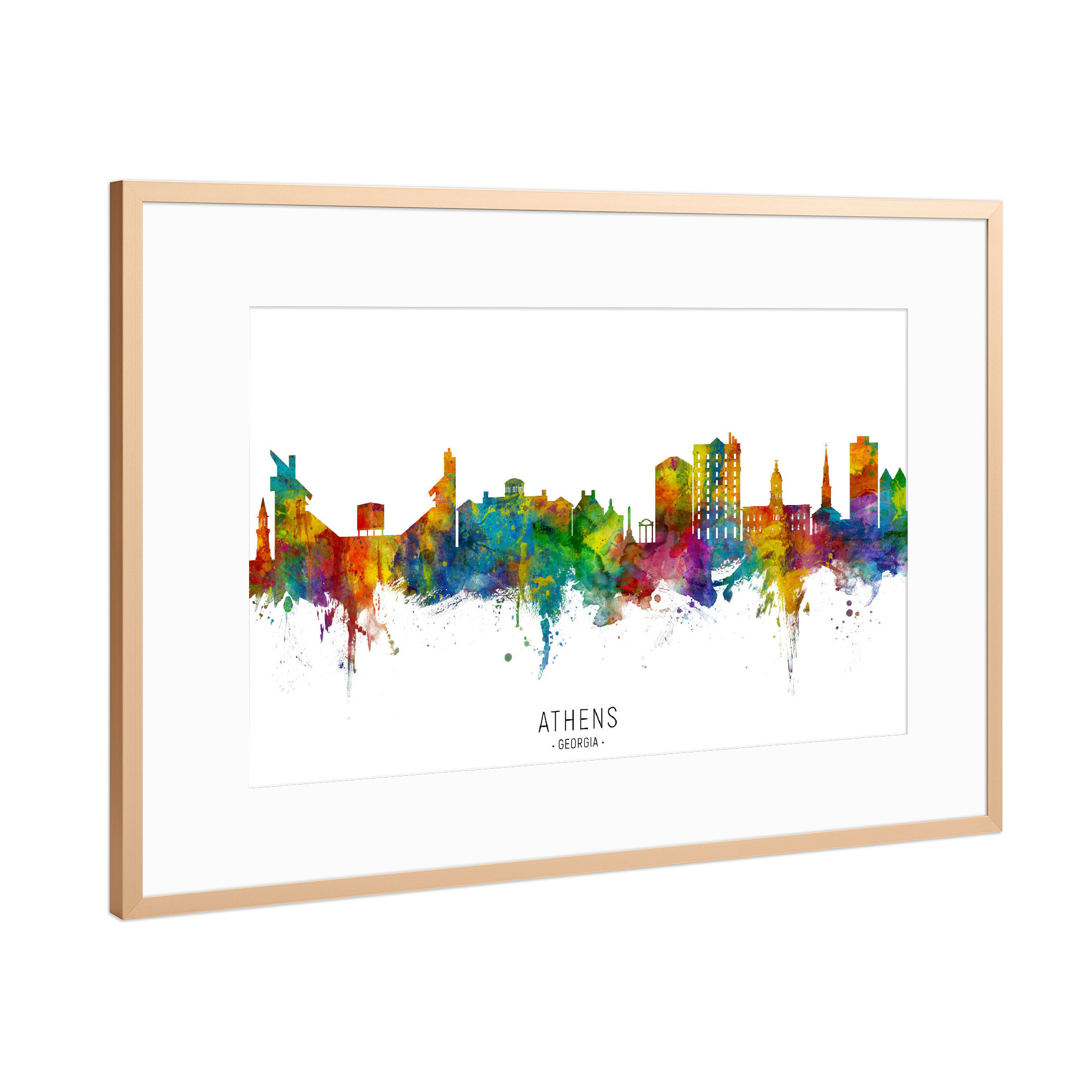Poster mit Rahmen Kupfer "Athens Georgia Skyline txt" artboxONE - Städte