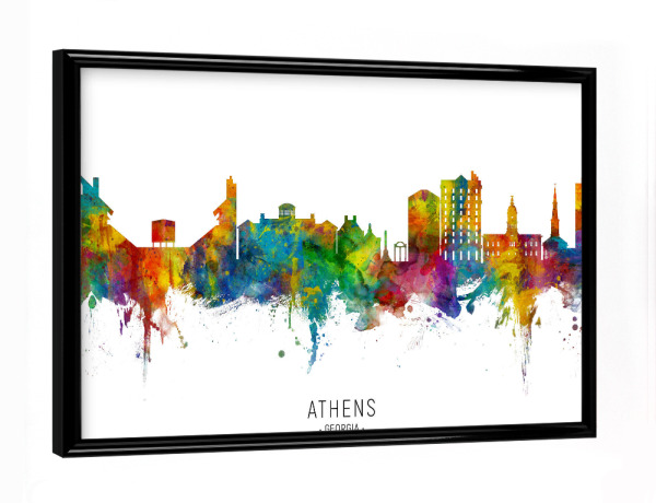 Poster mit schwarzem Rahmen "Athens Georgia Skyline txt" artboxONE - Städte