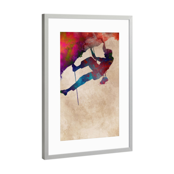 Poster mit Rahmen Silber "Climber sport art" artboxONE - Sport,Sport / Motivation